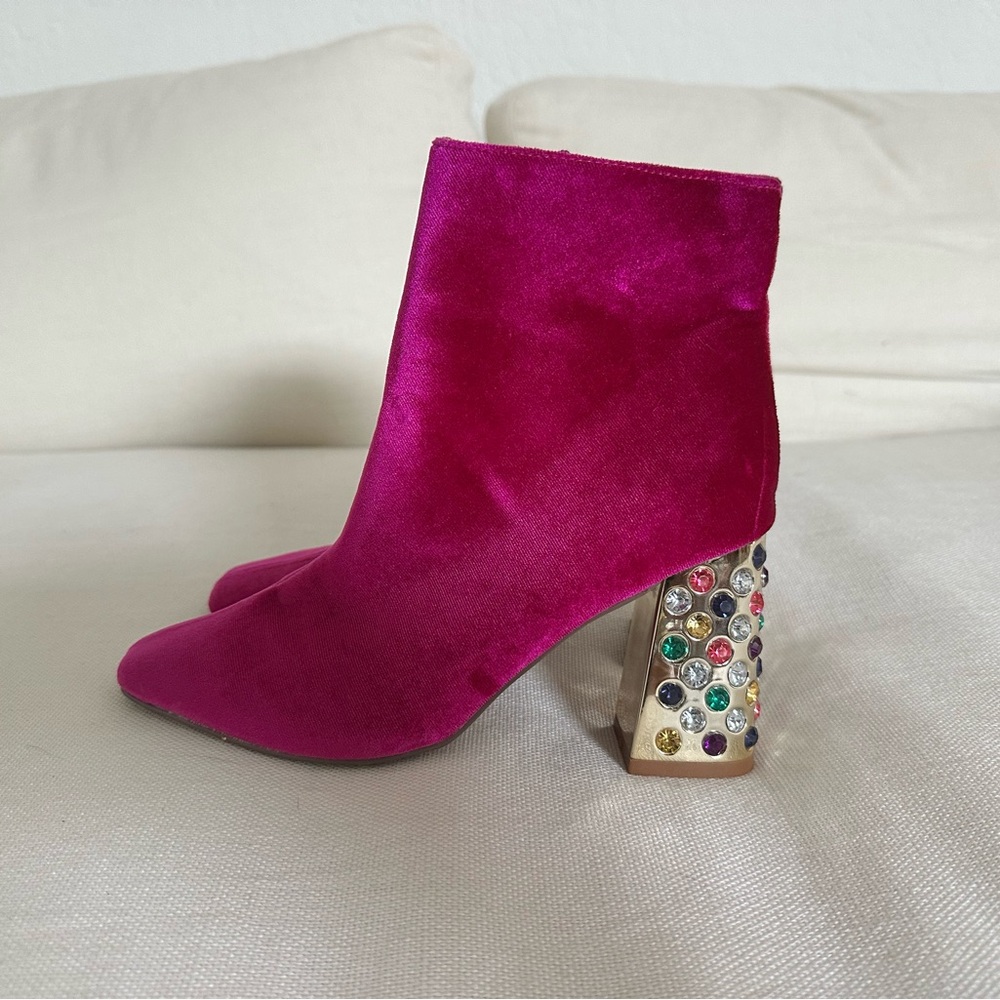 Betsey Johnson Pink Velvet Gem Heel